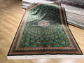 5x8 ft Luxury Green Silk Rug With Floral Border and Medallion
