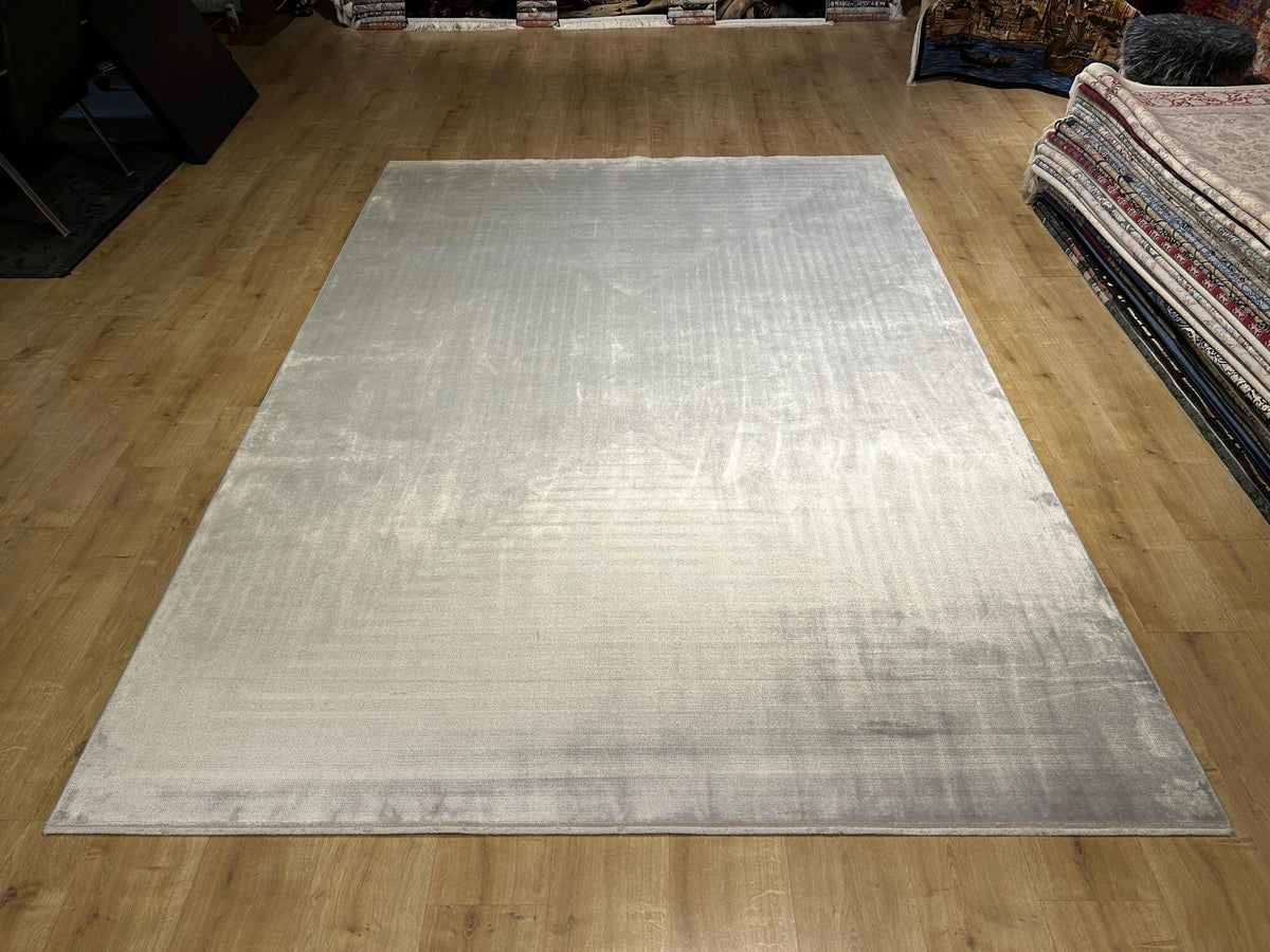 7x10 ft Ivory Bamboo Rug, Minimalist Modern Rug