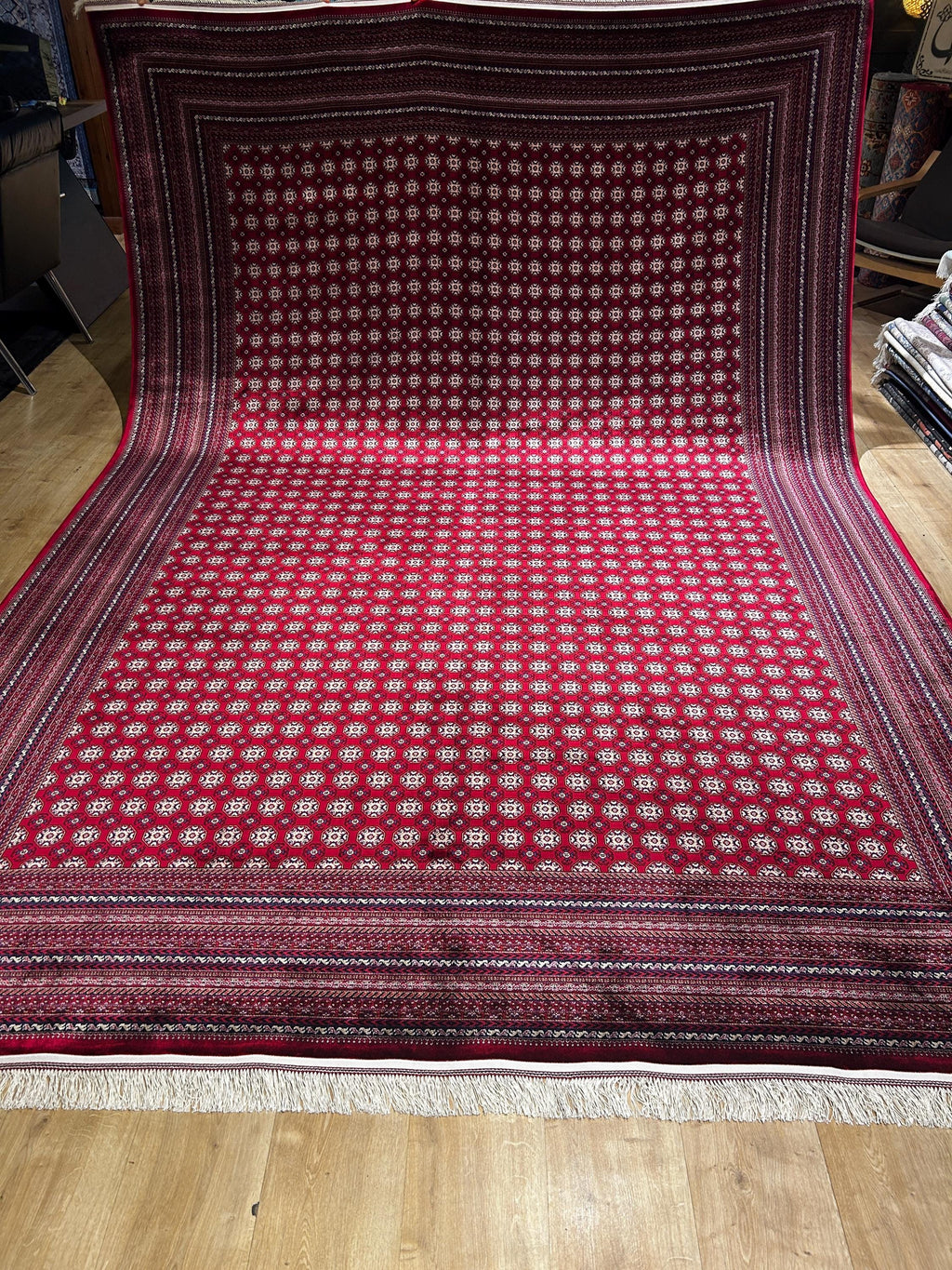 8x11 ft Red Silk Rug, Anatolian Traditional Turkish Style Carpet