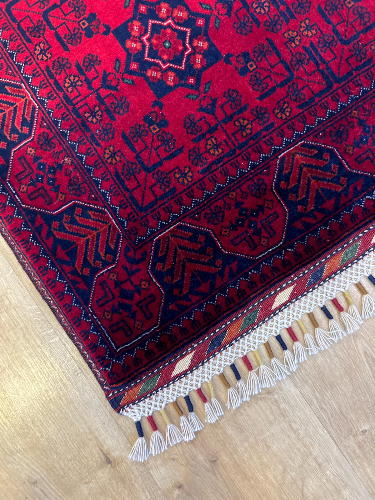 3x10 Traditional Wool Rug, Red & Navy Anatolian Design Carpet, Kilim Rug