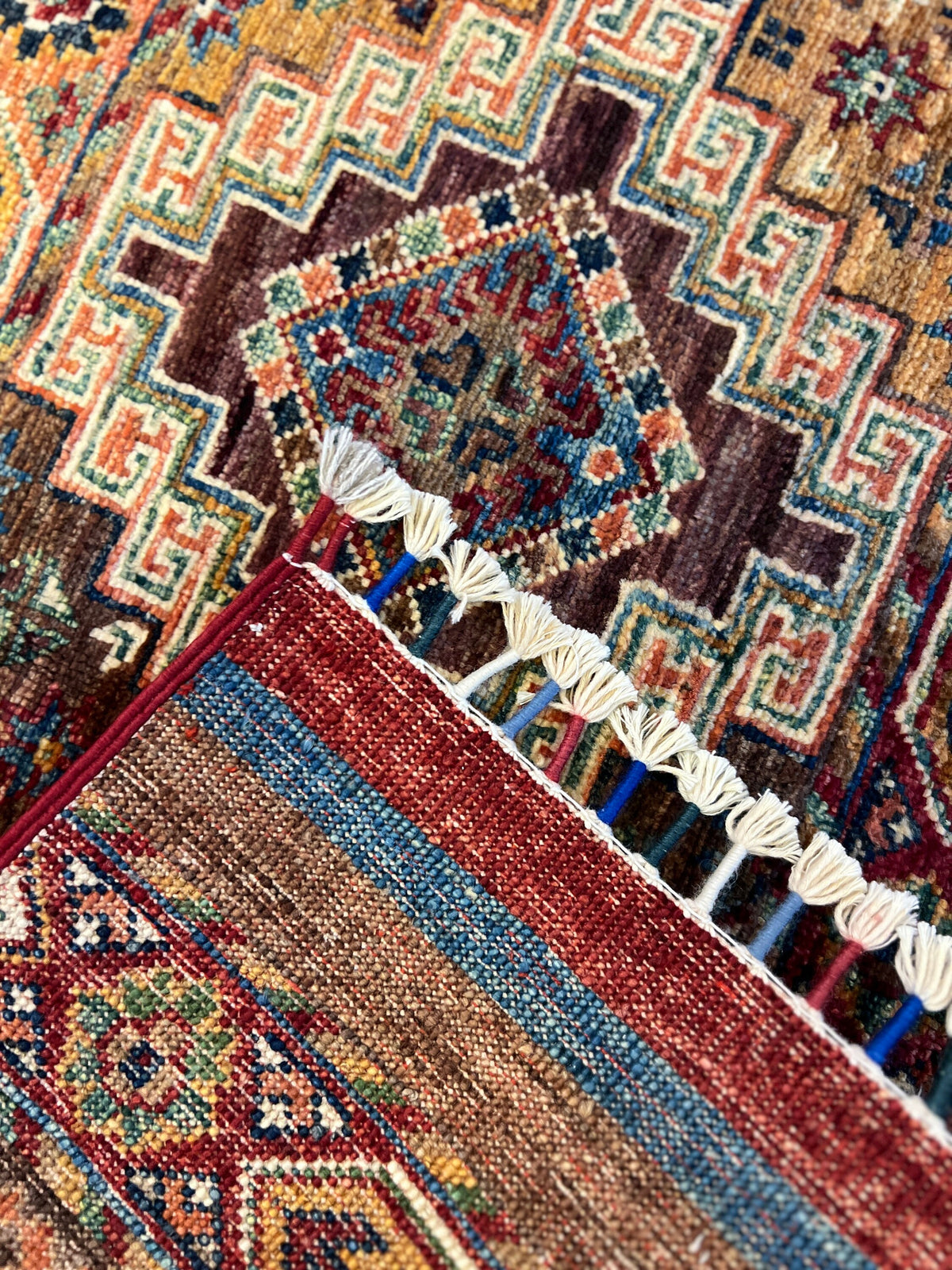 6x8 ft Colourful Ethnic Pattern Wool Rug, Traditional Anatolian Style Decor rug