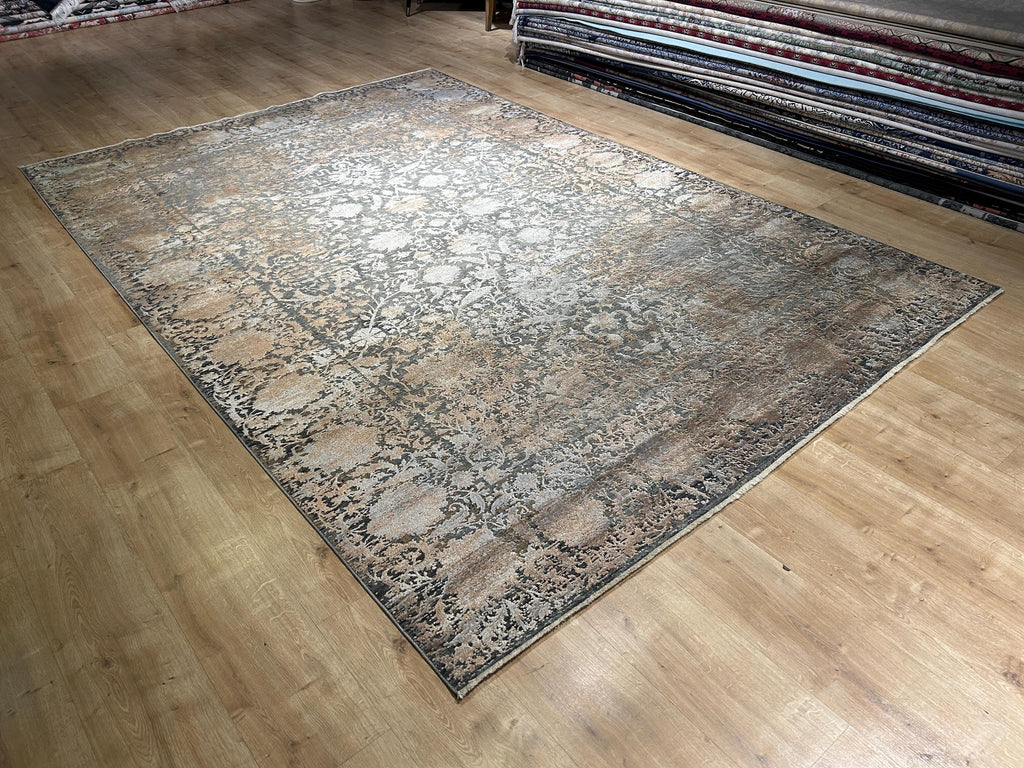 5x8 ft Brown Gray Bamboo Rug with Antique Distressed Design