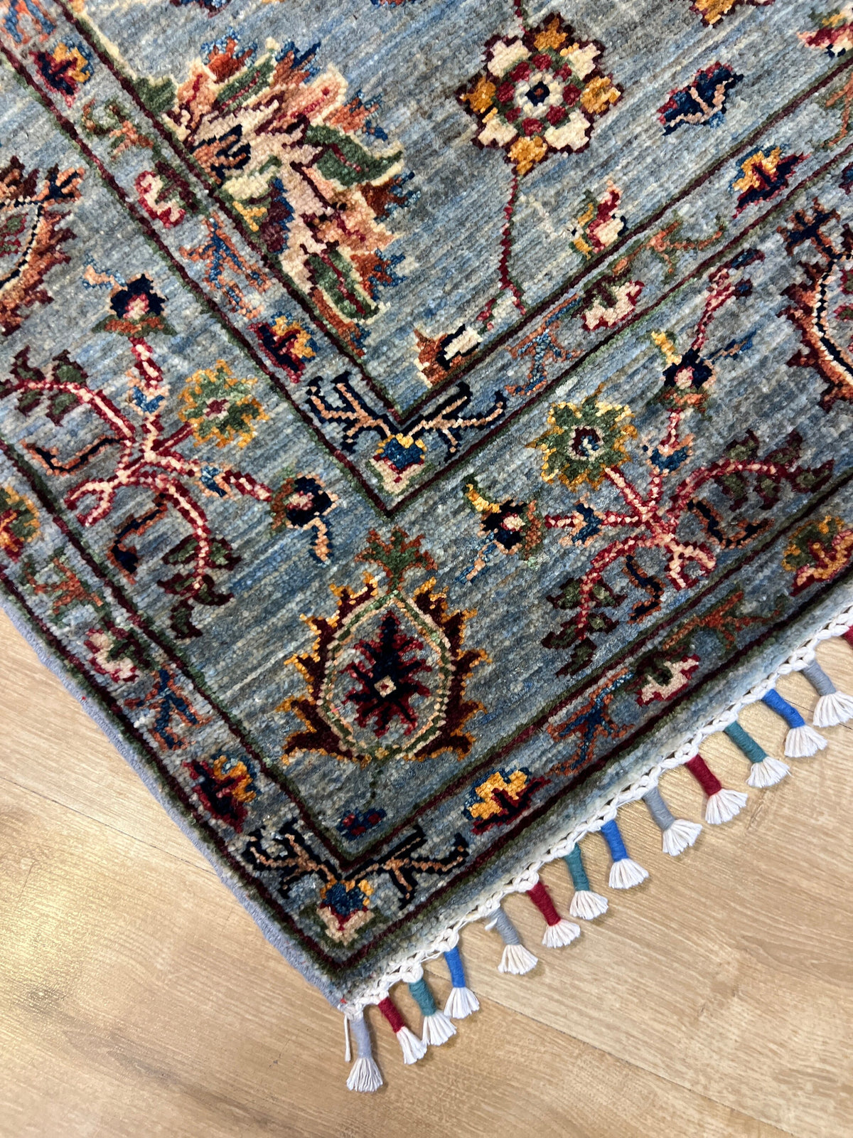 Blue Wool Rug, Traditional Turkish Style, 2.75x9.77 Ft