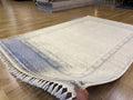 Gray Beige Silk Rug, Floral Design Bordered Silk Carpet, Turkish Home Decor