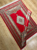 Red Silk Rug, Floral Medallion and Border Design Classic Luxury Silk Carpet