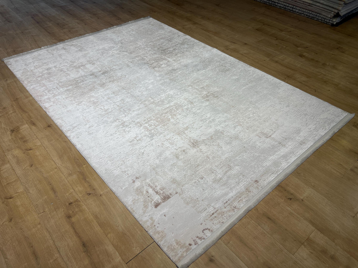 5x8 ft Ivory Brown Abstract Bamboo Rug - Modern Minimalist Rug