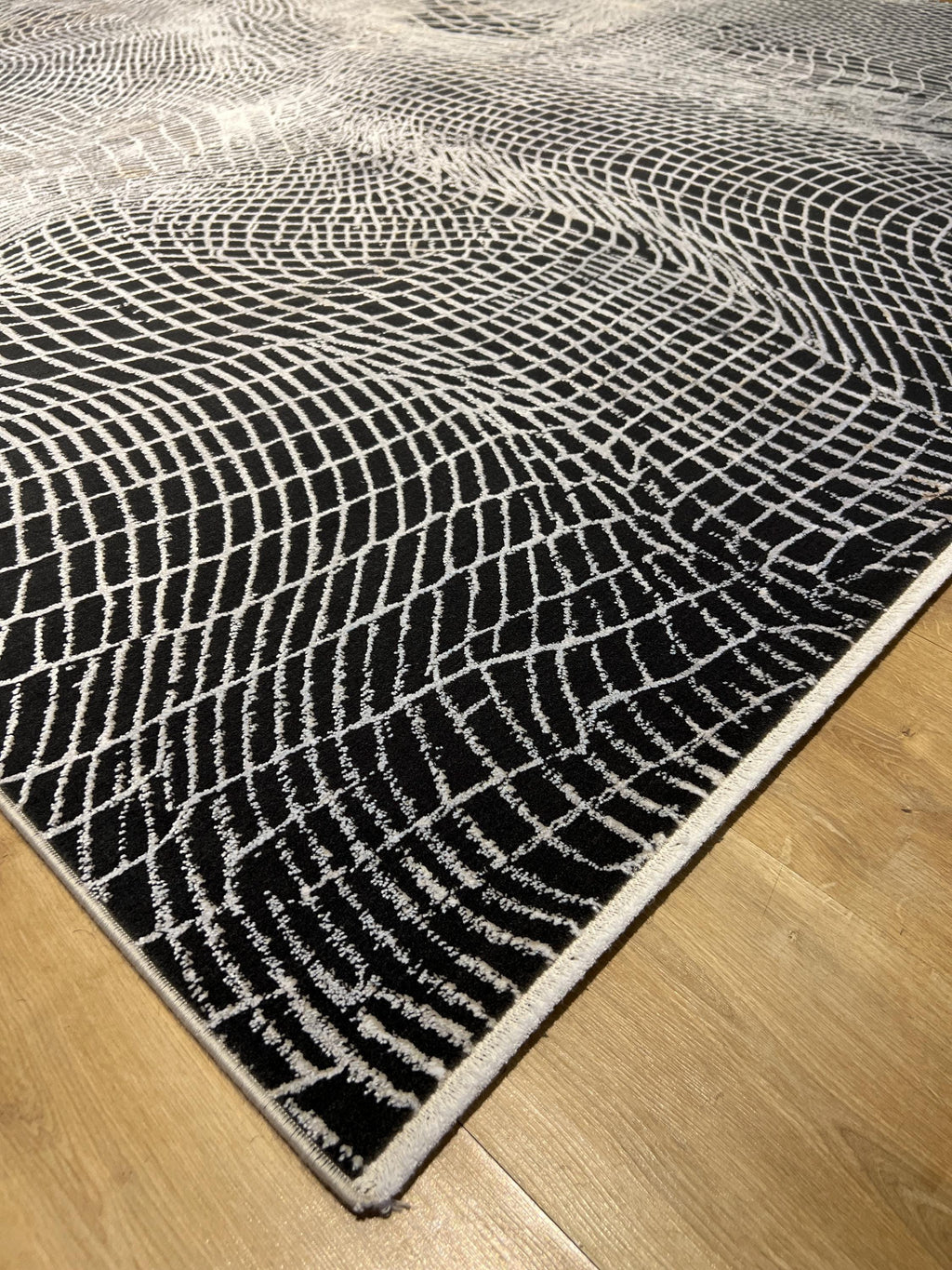7x10 Ft Gray Abstract Line Bamboo Area Rug