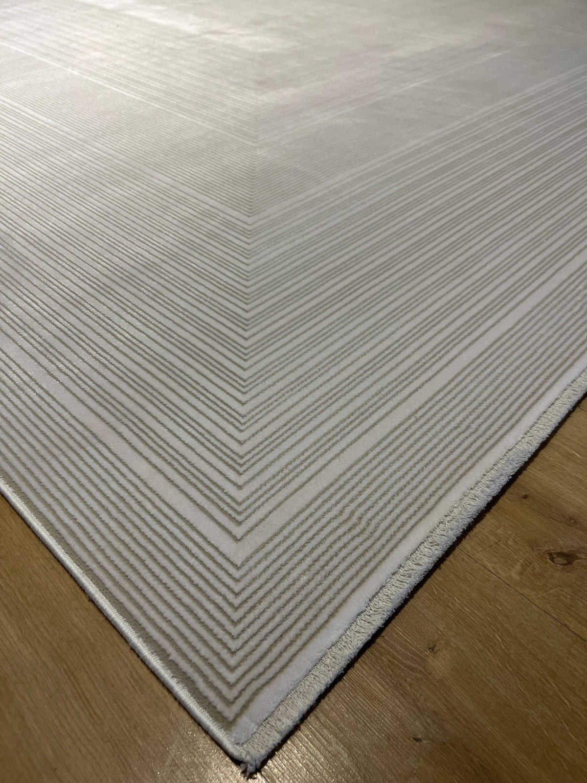 7x10 ft Ivory Cream Bamboo Rug, Striped Modern Bamboo Carpet