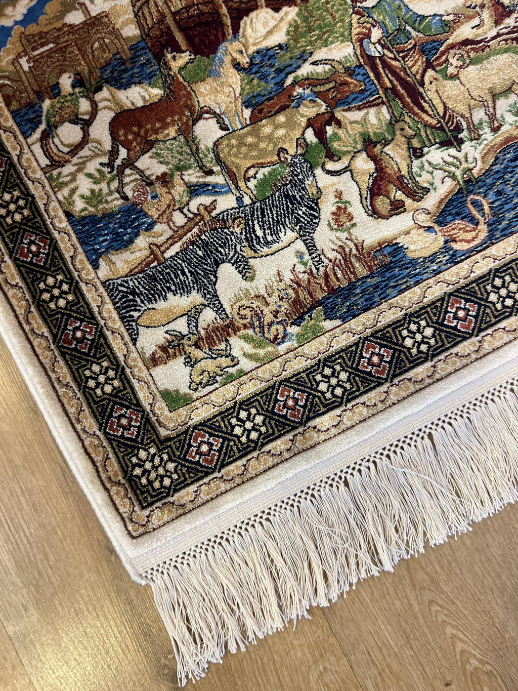 Modal Silk Table Mat, Noah's Ark Tapestry, Small Decorative Rug
