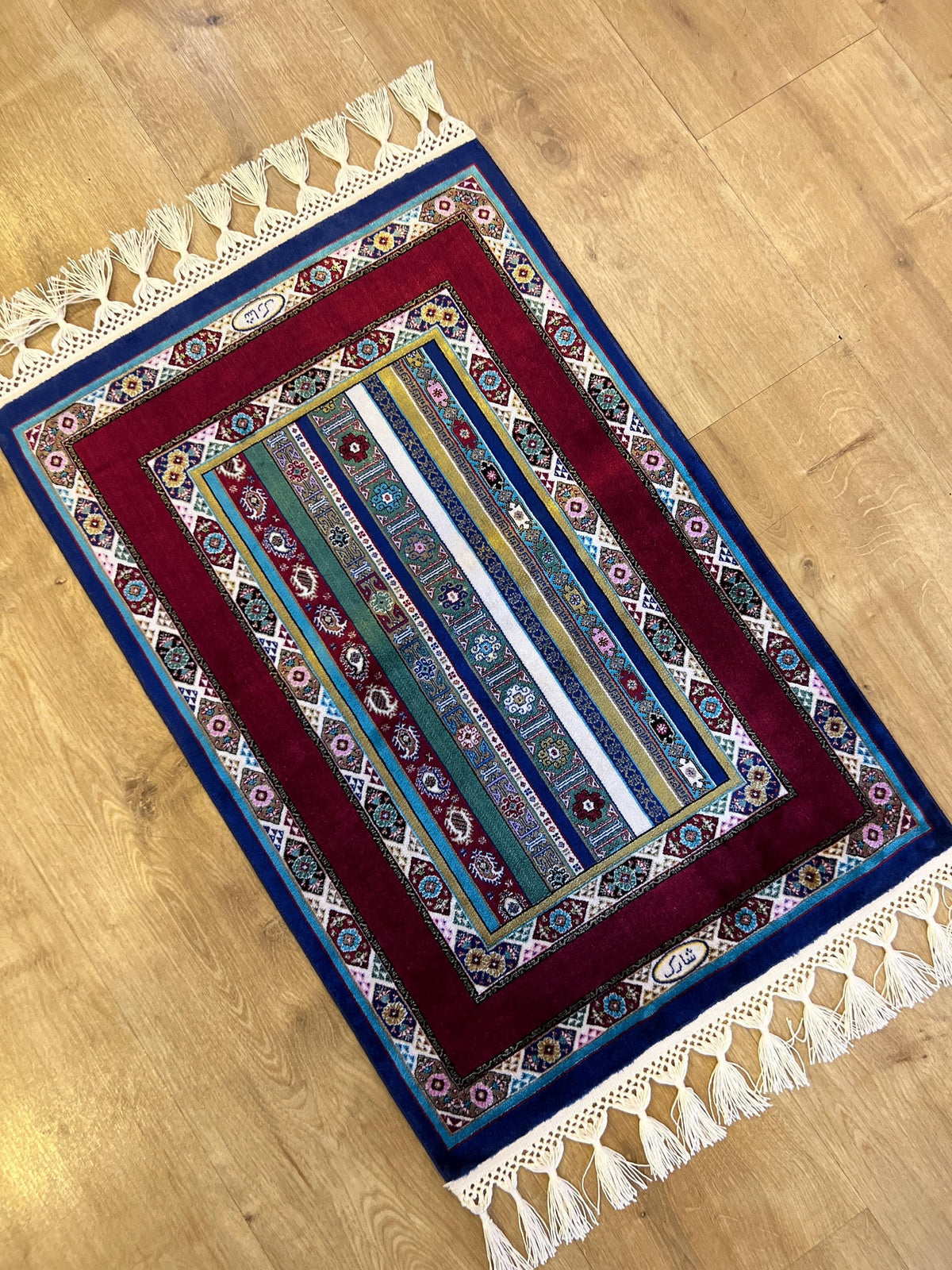 Red Blue Anatolian Style Luxury Silk Decorative Rug, Tapestry