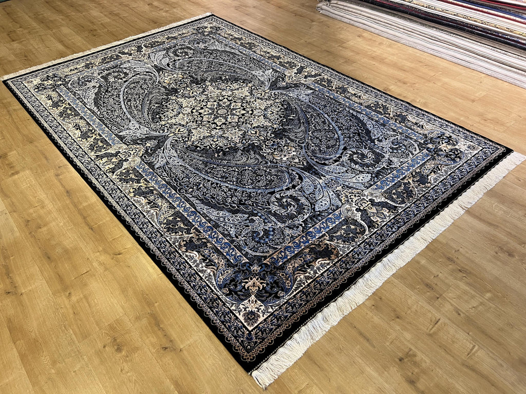 7x10 Modal Silk Rug, Ornate Medallion Pattern, Luxury Turkish Large Carpet