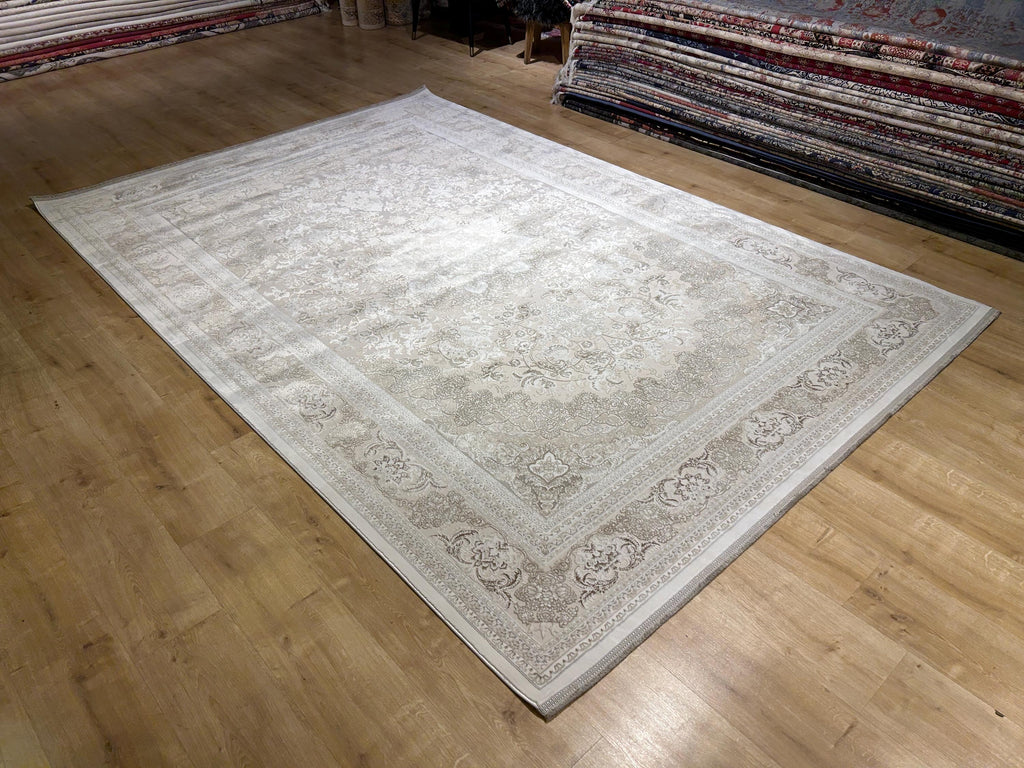 Cream Beige Brown Bamboo Rug, Classic Medallion Bamboo Carpet, Turkish Style Home Decor
