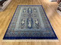 Modal Silk Rug, Dark Blue Gold Medallion Design, Luxury Turkish Carpet, Home Decor