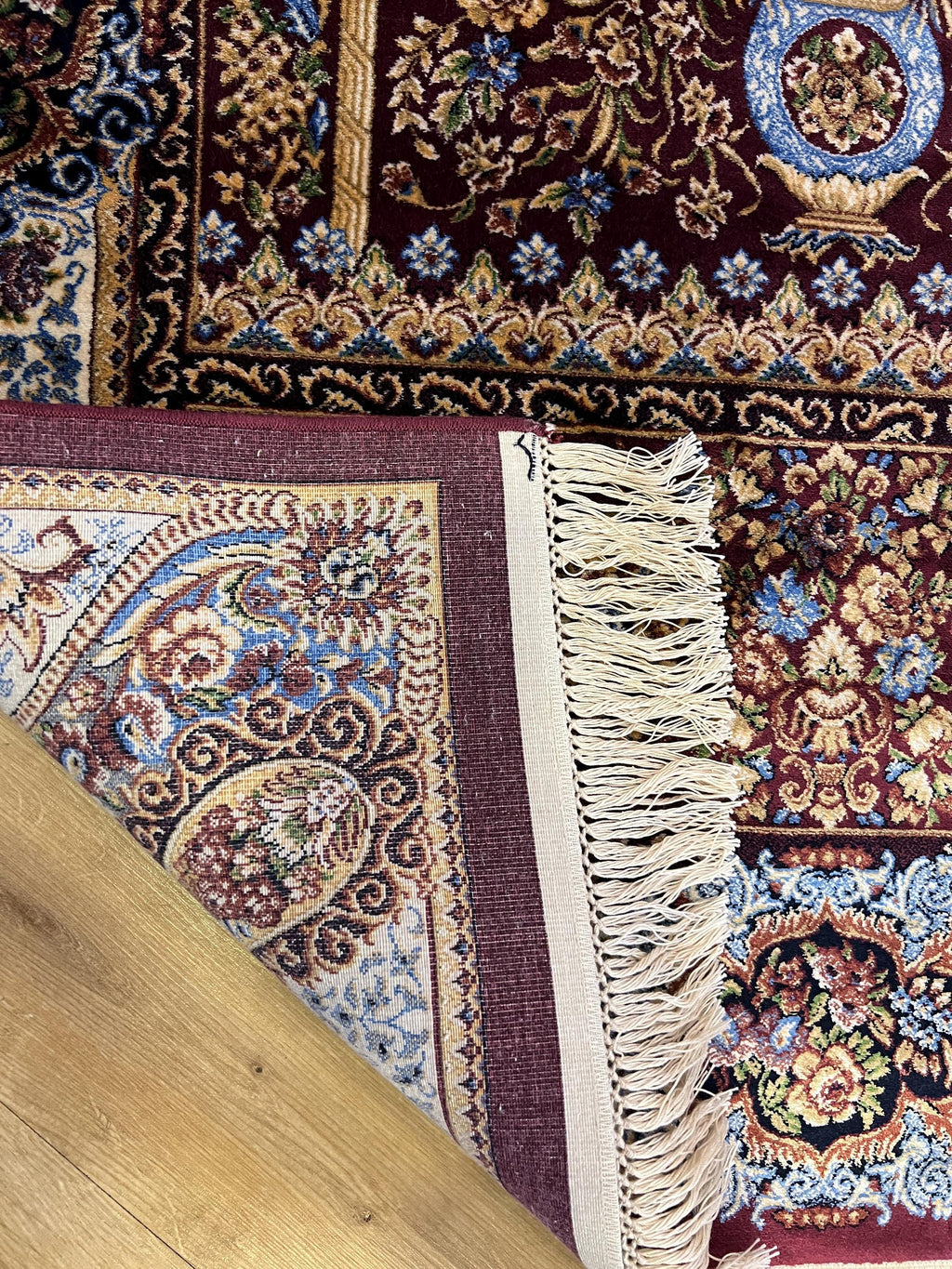Red Modal Silk Prayer Rug, Muslim Janamaz Mat (2.62X4.10)
