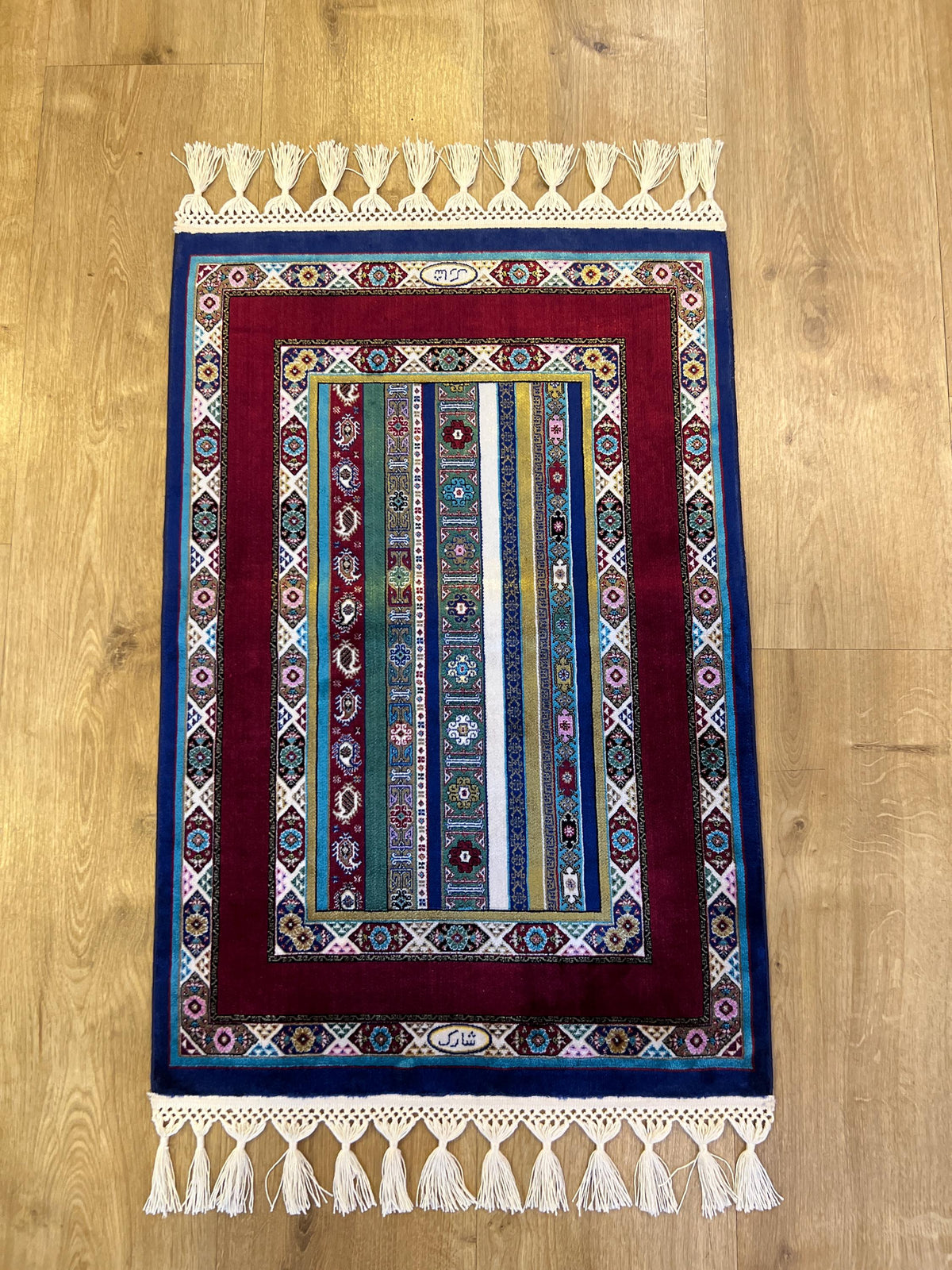 Red Blue Anatolian Style Luxury Silk Decorative Rug, Tapestry