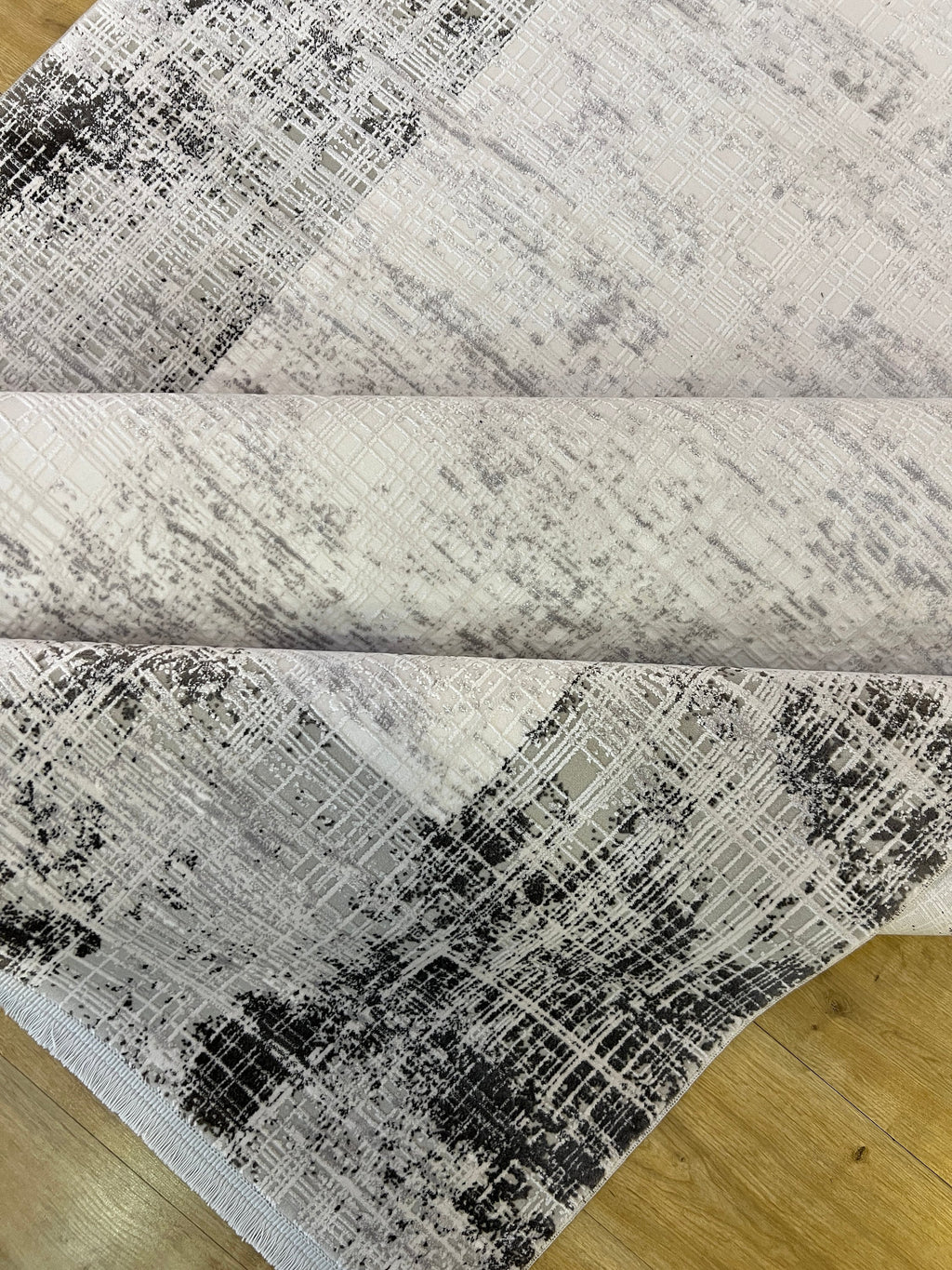 Gray and White Bamboo Rug 5x8 ft, Modern Style