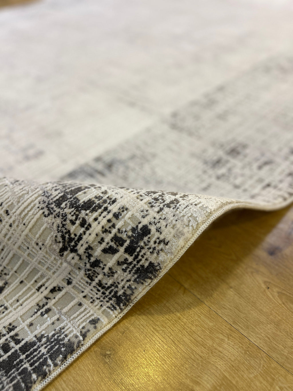 Gray and White Bamboo Rug 5x8 ft, Modern Style