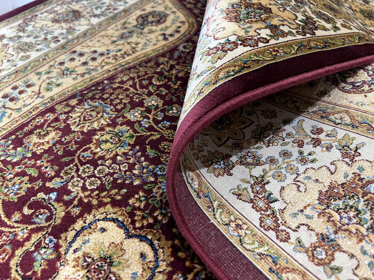 Red Modal Silk Prayer Rug, Janamaz Mat, Muslim Gift (2.62X4.10)