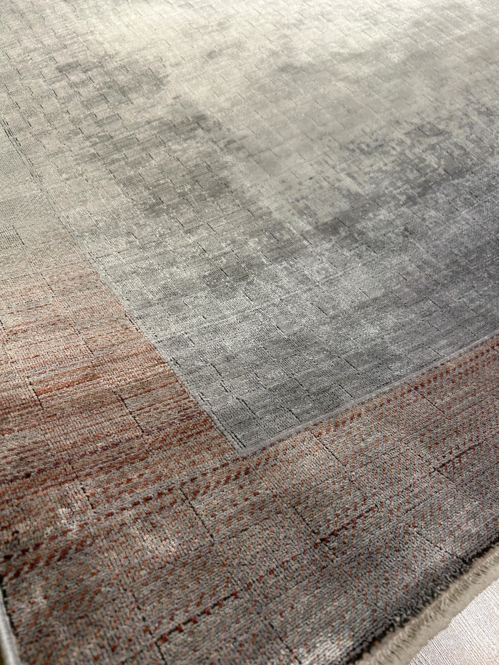 7x10 ft Gray Brick Colour Bamboo Rug, Minimalist Modern Rug