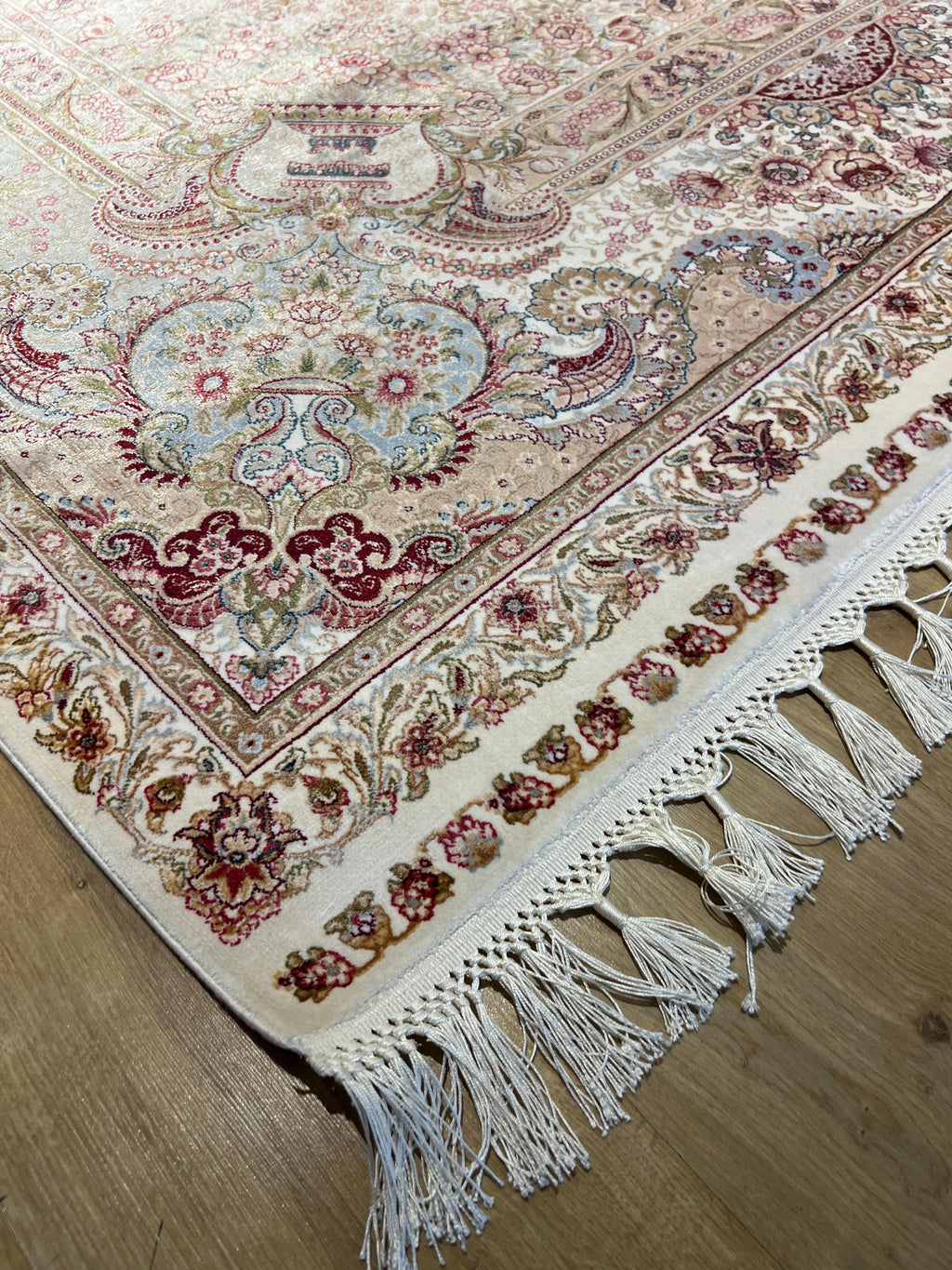 Cream Medallion Silk Rug, Turkish Style Home DEcor, 8x11 ft