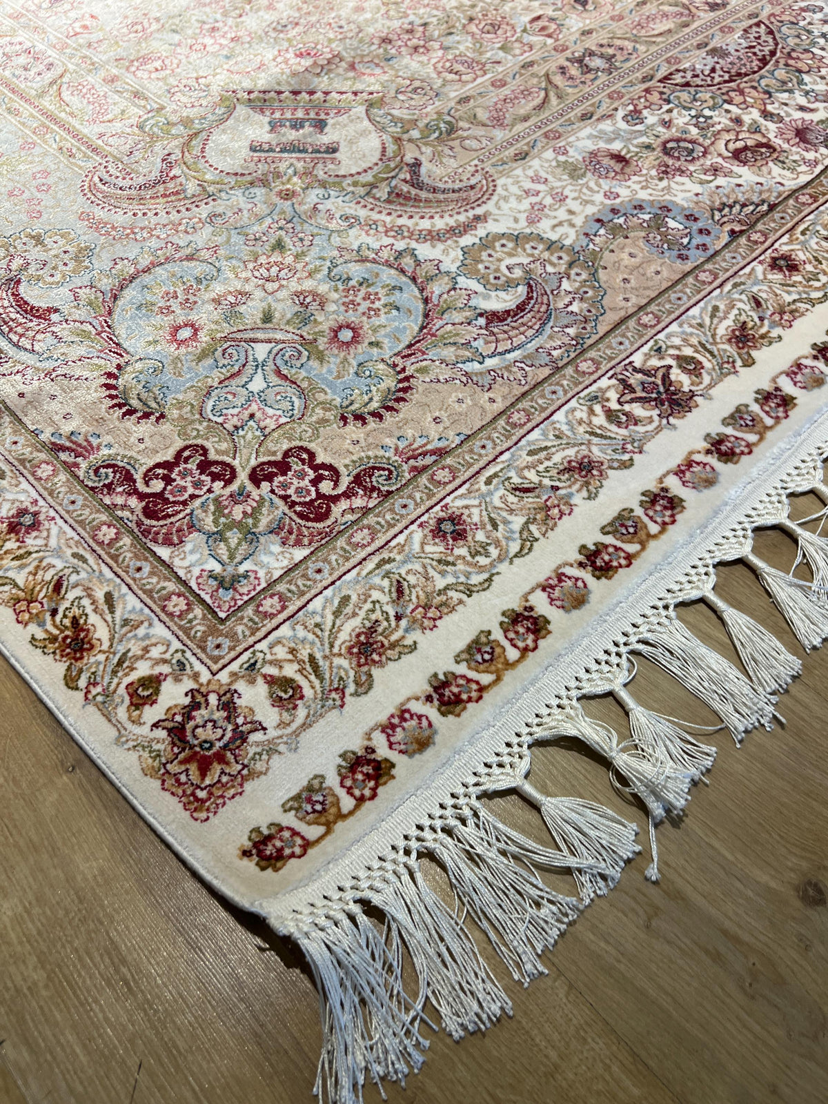 Cream Medallion Silk Rug, Turkish Style Home DEcor, 8x11 ft