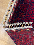 3x10 Traditional Wool Rug, Red & Navy Anatolian Design Carpet, Kilim Rug