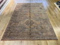 Gray Copper 7x10 Ft Bamboo Rug with Antique Distressed Pattern