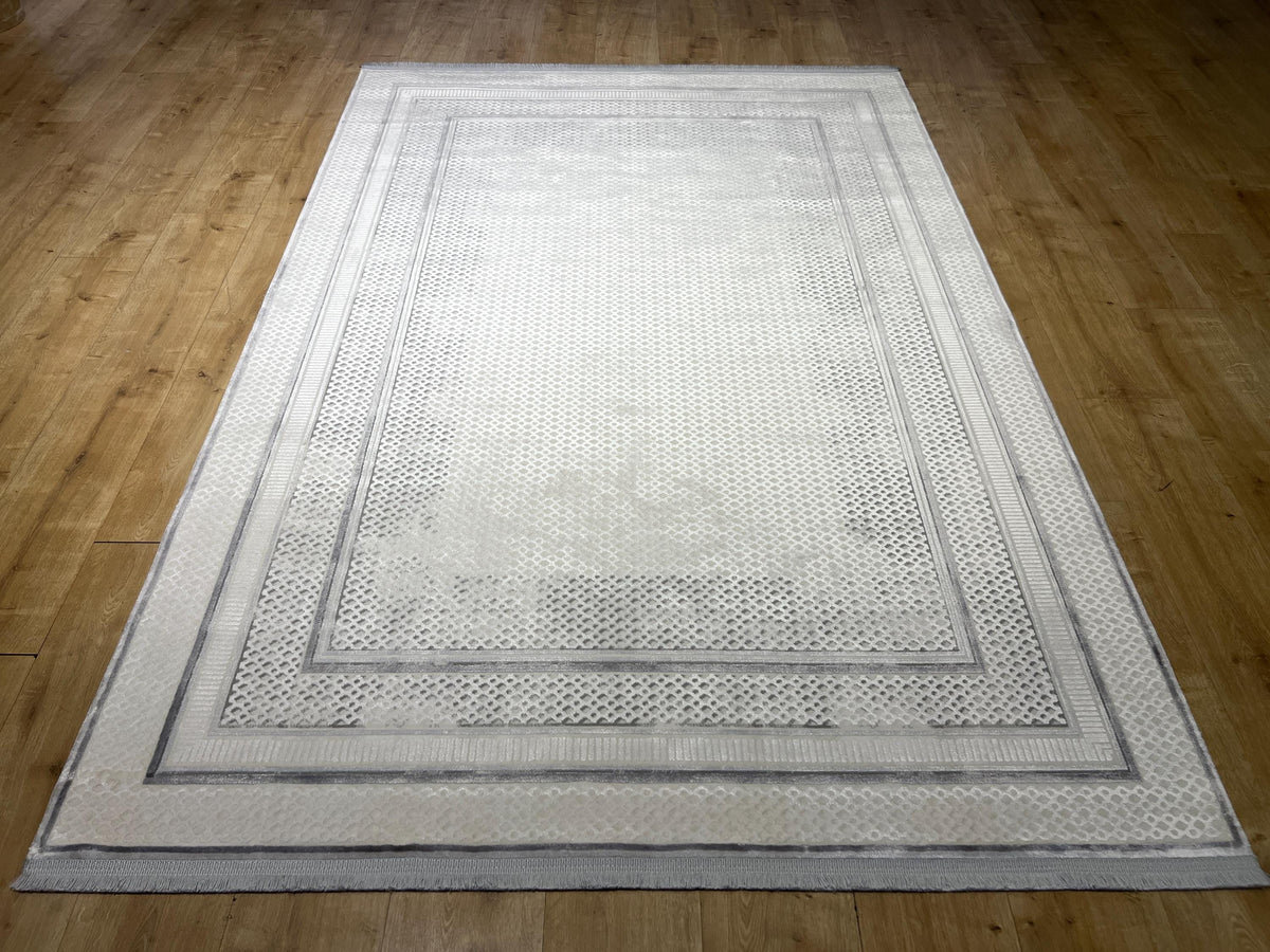 5x8 ft Gray Bamboo Rug, Minimalist Frame Design, Modern Style