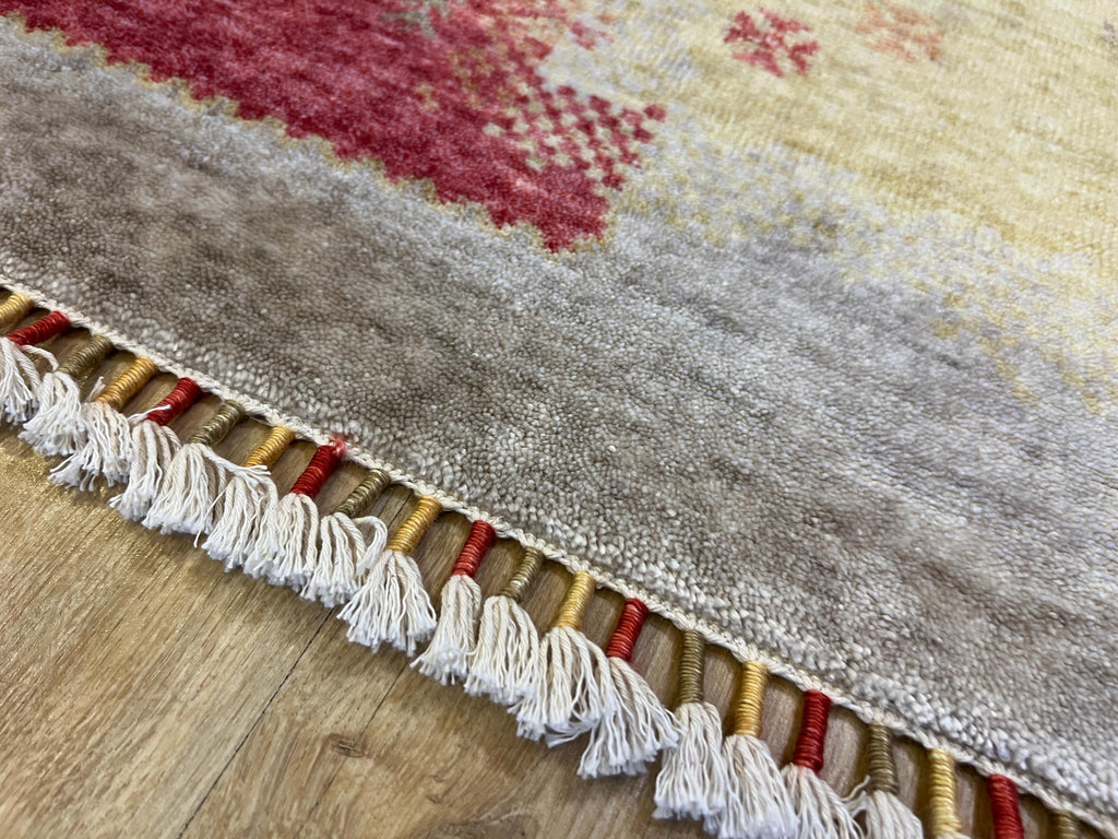 3x5 ft Beige Colourful Carpet, Anatolian Style, Turkish Nostalgia Rug, Tree Pattern Rug