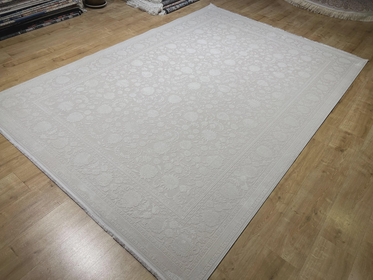 Ivory Rug, Floral Desigm Carpet, Turkish Home Decor