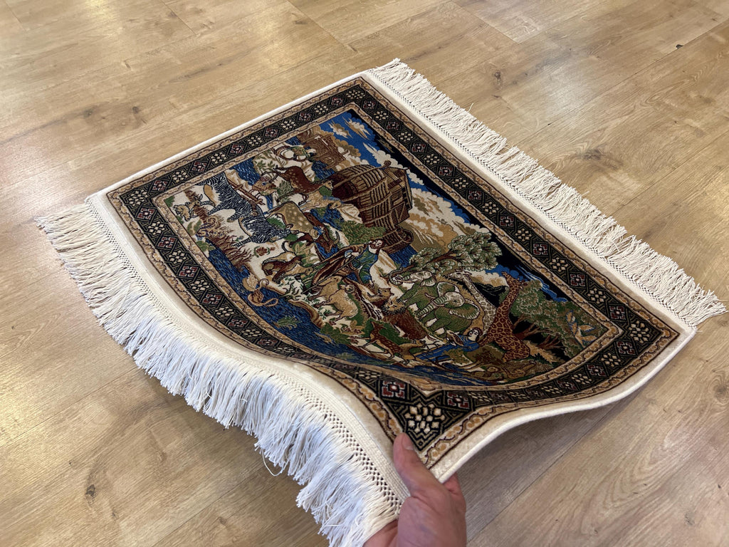 Modal Silk Table Mat, Noah's Ark Tapestry, Small Decorative Rug