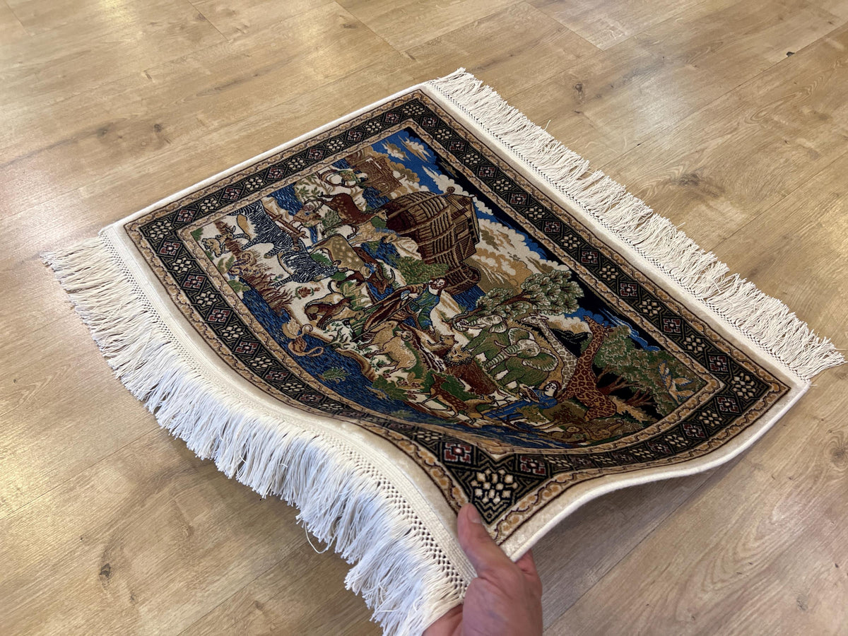 Modal Silk Table Mat, Noah's Ark Tapestry, Small Decorative Rug